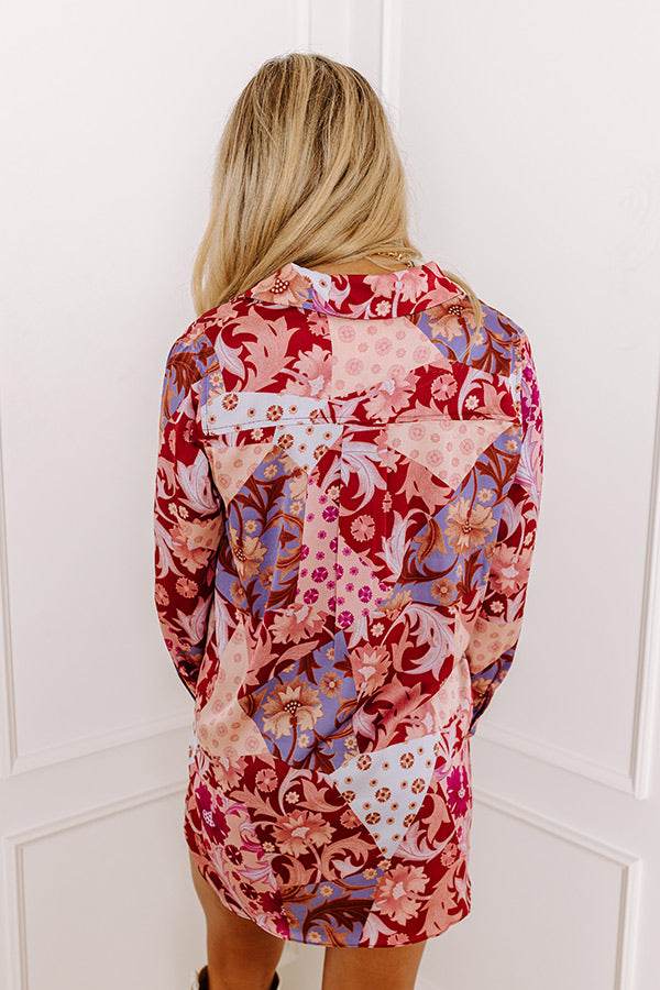 Hours of Flowers Satin Button Up Image - 4