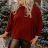 Cozy Little Spot Waffle Knit Top in Dark Rust Curves Image - 1