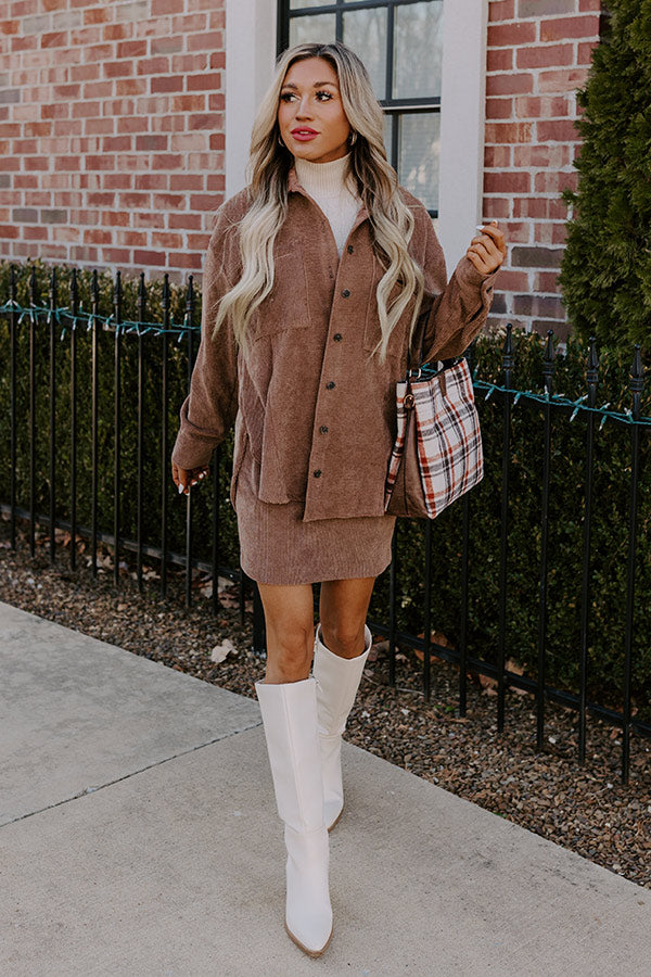 Captivating Cuteness Corduroy Button Up in Mocha