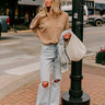 Breezy Times Oversized Henley Top In Taupe Image - 1