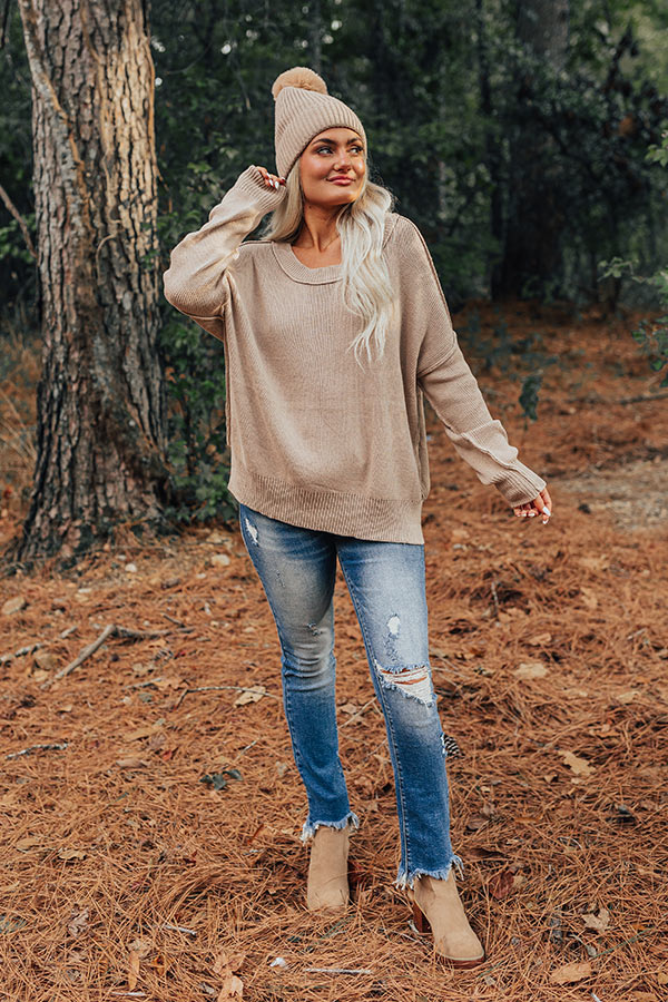 Mind Your Manners Knit Sweater In Taupe
