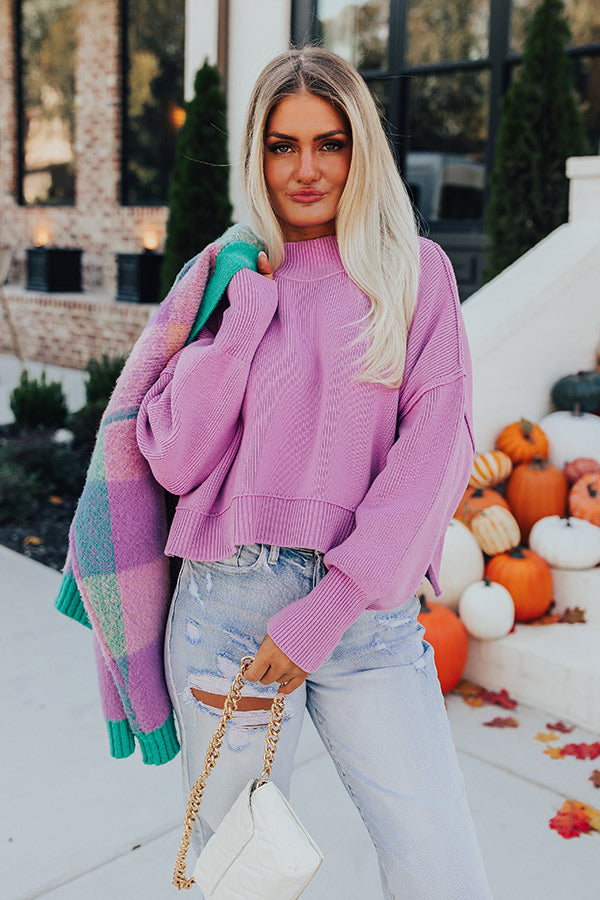 Autumn Charm Knit Sweater In Violet