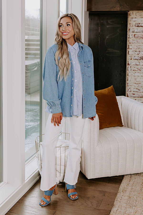 Risen Secret Message Denim Button Up Image - 2