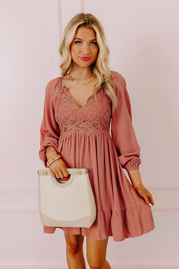 All The Sway Lace Mini Dress In Rustic Rose
