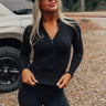 Pilates Please Flex Ribbed Half Zip Long Sleeve In Black Image - 1