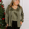 Once In A Lifetime Satin Top In Olive Curves Image - 1
