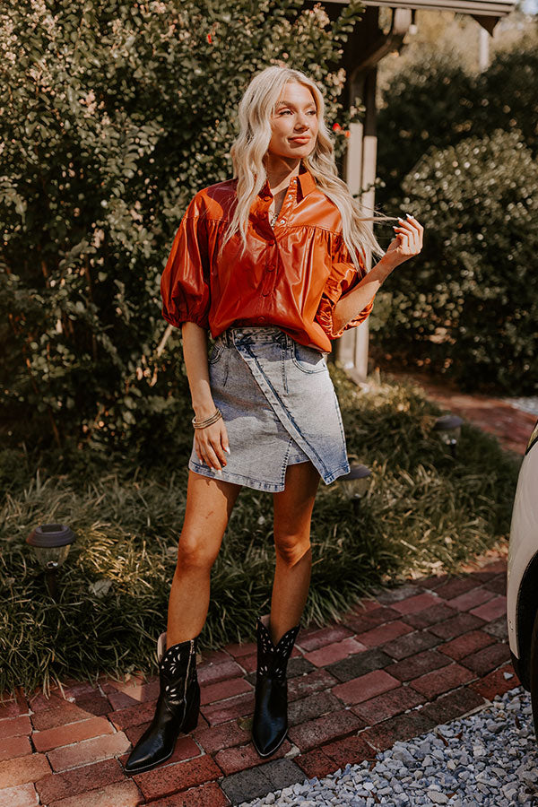 Fate Would Have It Faux Leather Top in Rust Image - 2