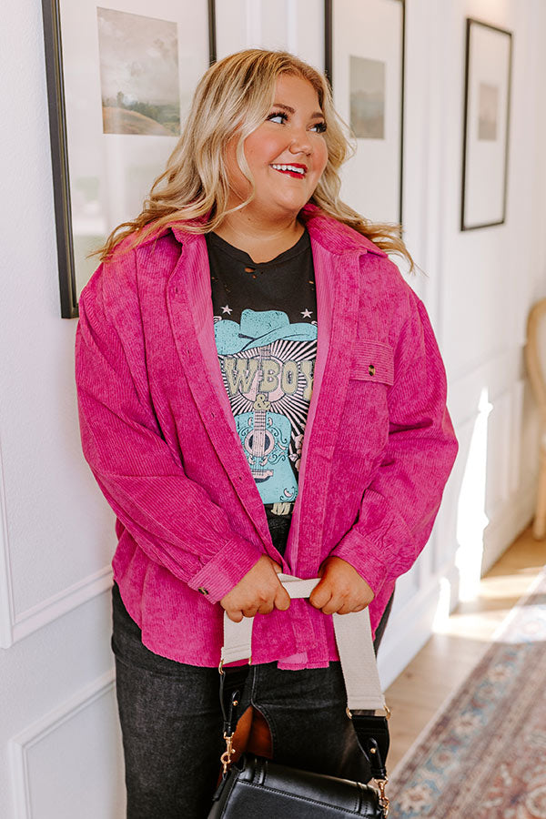 On My Mind Corduroy Button Up In Violet Curves Image - 1