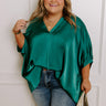 Everyday Dreams Satin Shift Top in Hunter Green Curves Image - 1