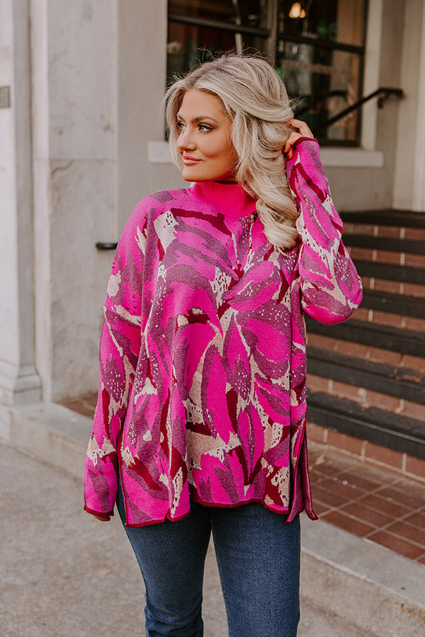 Touch Of Fall Sweater Top in Hot Pink