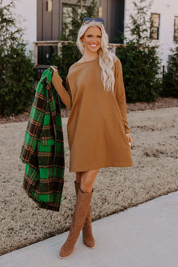 Always There For You T-Shirt Dress In Camel