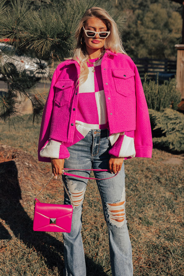 Keeping Cozy Jacket In Hot Pink
