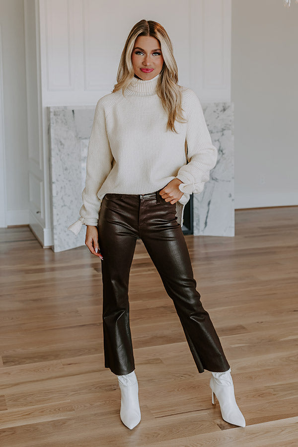 Just USA The Ariadne High Waist Coated Straight Leg Pants in Espresso