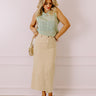 The Bristol High Waist Denim Skirt In Cream Image - 1