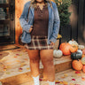 Cafe Patio Plaid Skirt in Chestnut Curves Image - 1
