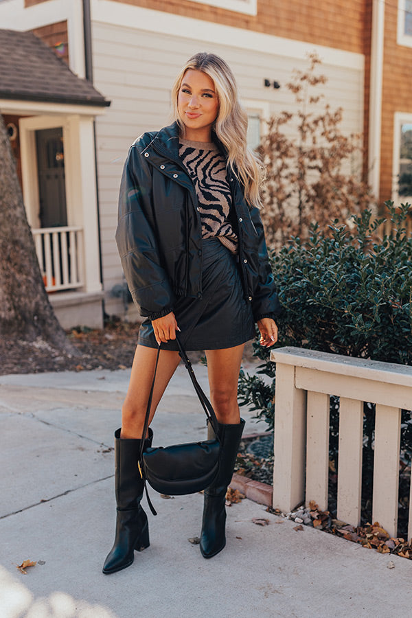 Feeling Spontaneous Faux Leather Jacket In Black Image - 3