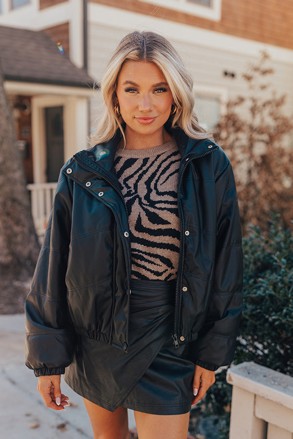 Feeling Spontaneous Faux Leather Jacket In Black Image - 1