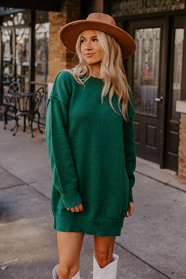 Cafe Cuddles Sweater Dress in Hunter Green