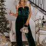 Fall Mixer Velvet Jumpsuit in Hunter Green Image - 1