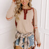 Adorable Vibes Henley Top In Beige Image - 1