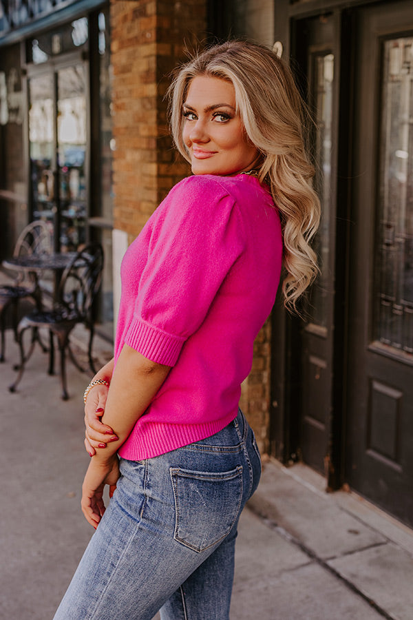 Best Luck Ever Sweater Top In Fuchsia