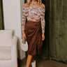 Autumn Harmony Faux Suede Skirt In Chestnut Image - 1