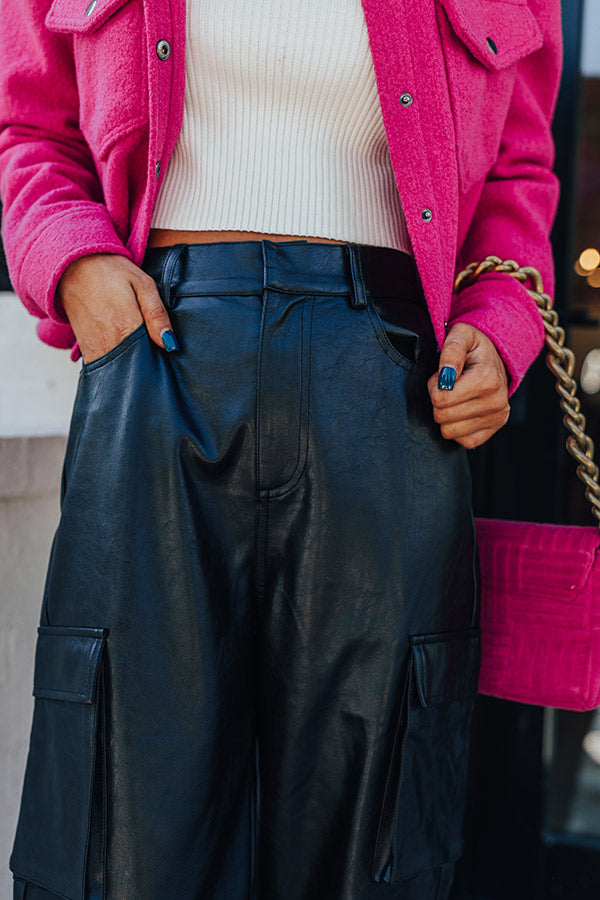 The Jenika High Waist Faux Leather Cargo Pants Image - 1