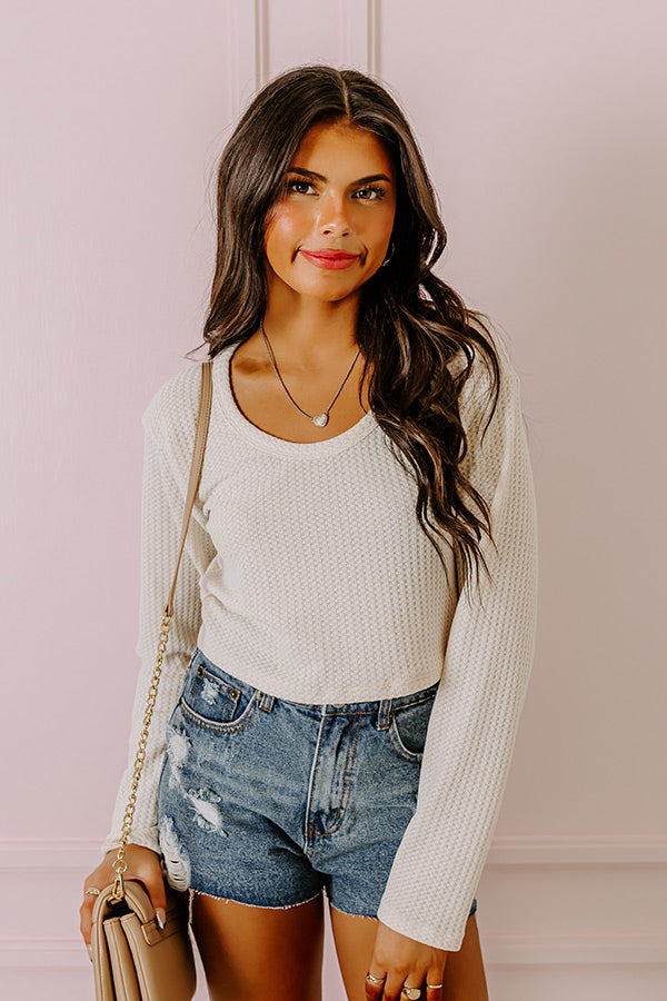 Slow Your Roll Waffle Knit Crop Top