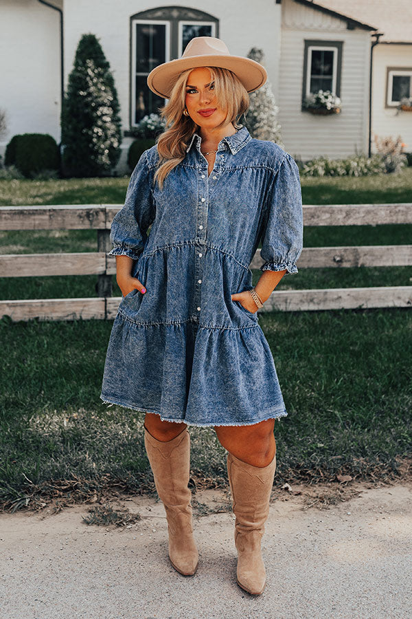 Manifest It Denim Shift Dress Curves Image - 1