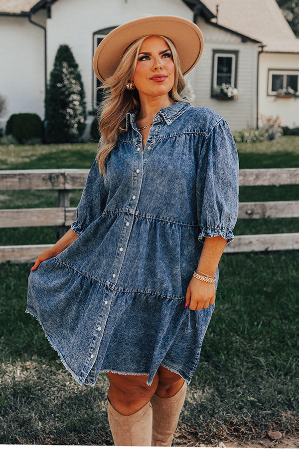 Manifest It Denim Shift Dress Curves Image - 2