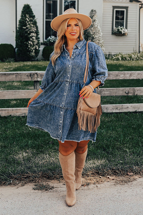 Manifest It Denim Shift Dress Curves Image - 4