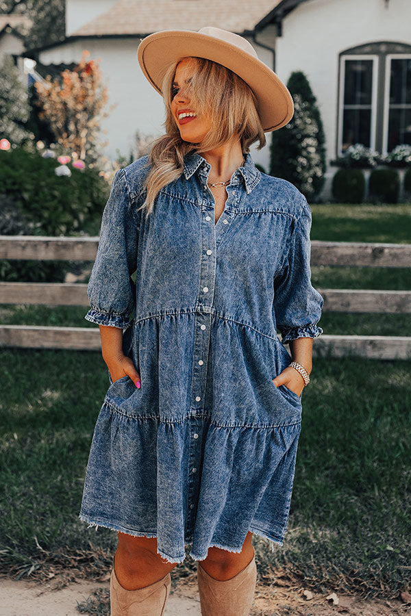 Manifest It Denim Shift Dress Curves Image - 5