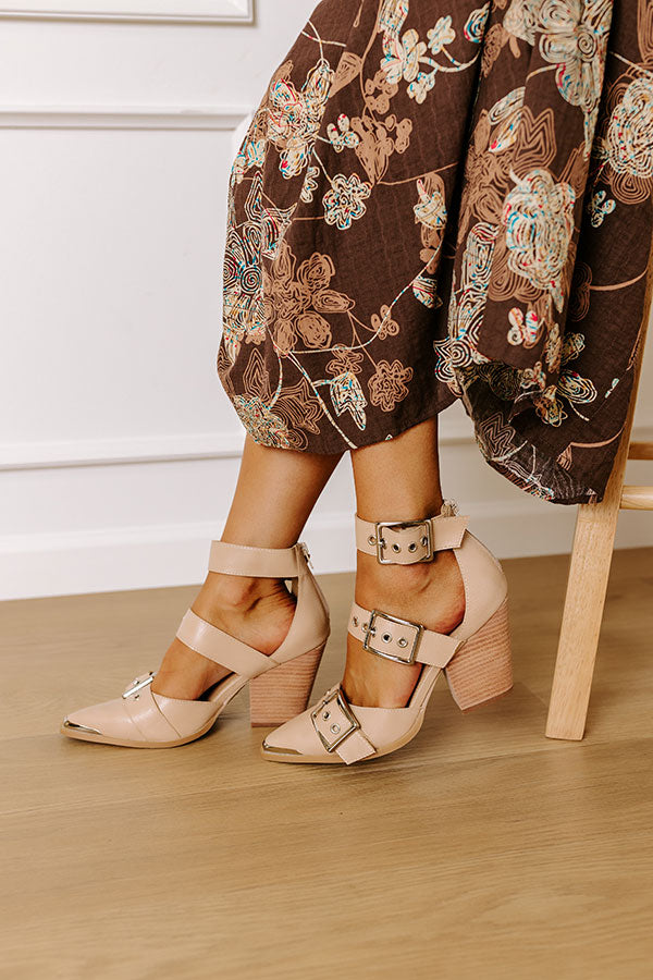 The Charlotte Faux Leather Heel in Iced Latte Image - 1