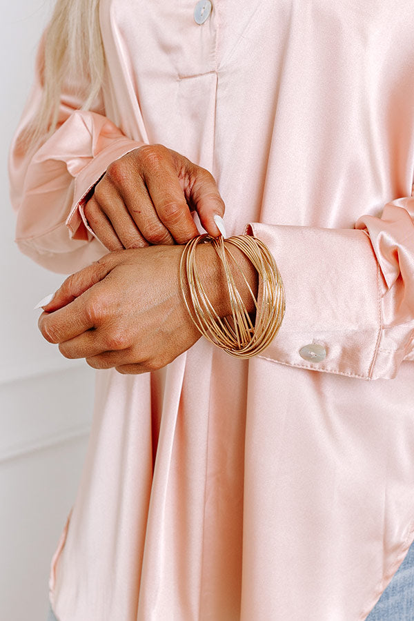 For The Record Bangle Bracelet Set In Gold Image - 2