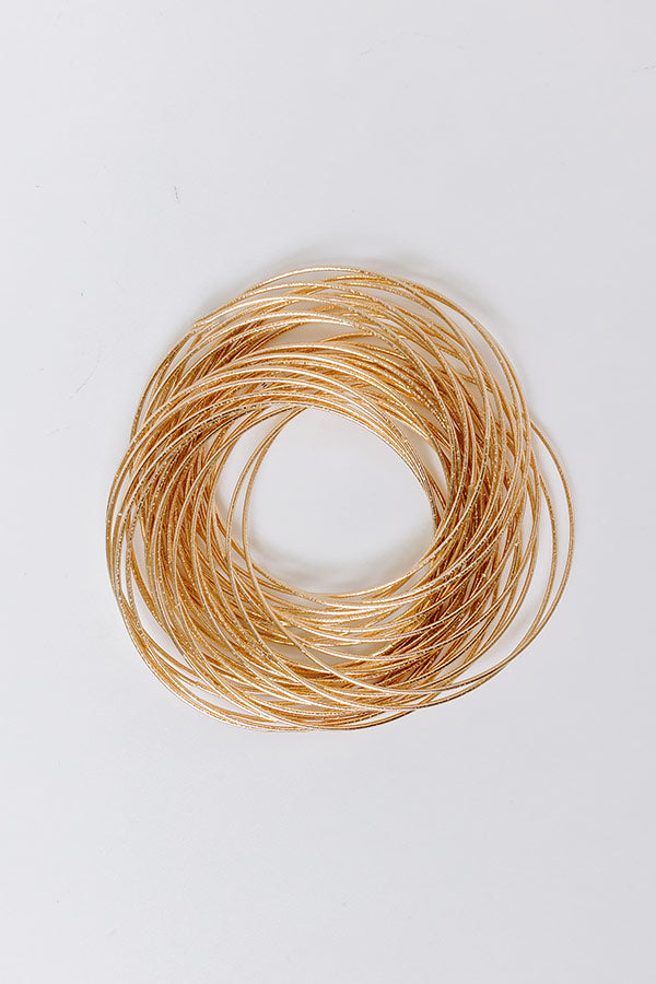 For The Record Bangle Bracelet Set In Gold Image - 1