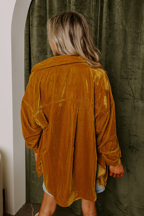 Pure Heart Velvet Button Up In Mustard Image - 3