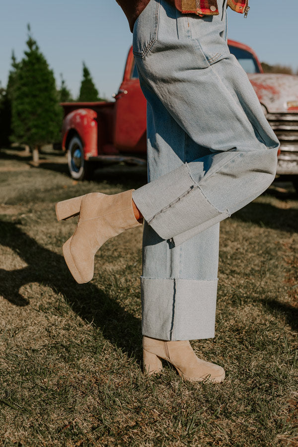 The Alondra Faux Suede Boot In Iced Latte