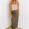 The Freda High Waist Cargo Midi Skirt in Olive Image - 1