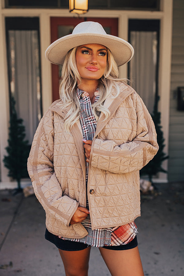 Bonfire Nights Quilted Jacket in Warm Taupe