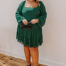 Haute Harmony Mini Dress In Hunter Green Curves Image - 1