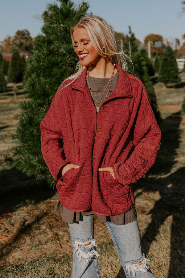 Bonfire Nights Quilted Jacket in Wine