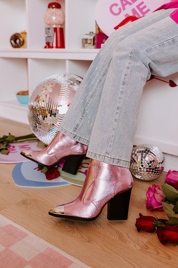 The Kaylie Metallic Bootie In Pink