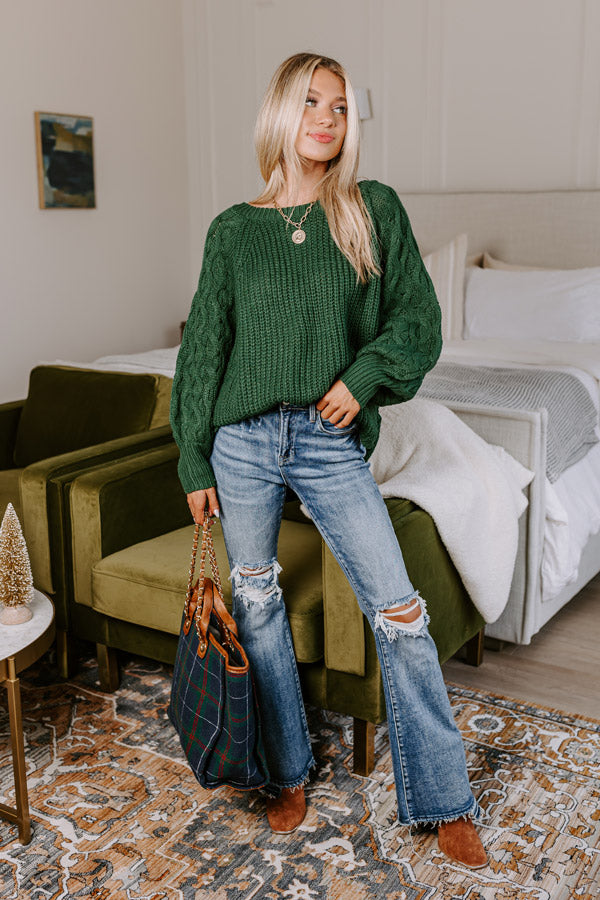 Cozy Callings Knit Sweater in Hunter Green Image - 1
