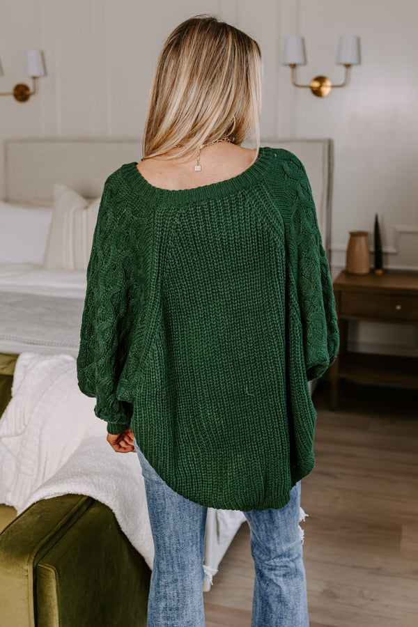 Cozy Callings Knit Sweater in Hunter Green Image - 4