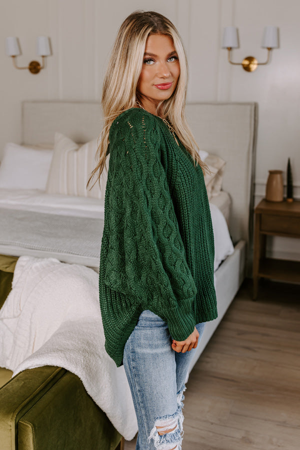 Cozy Callings Knit Sweater in Hunter Green Image - 2