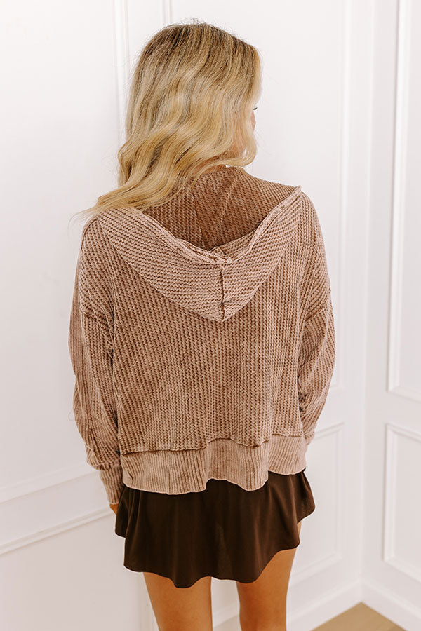 Autumn Vibes Waffle Knit Jacket In Taupe Image - 5