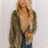 Autumn Vibes Waffle Knit Jacket In Olive Image - 1