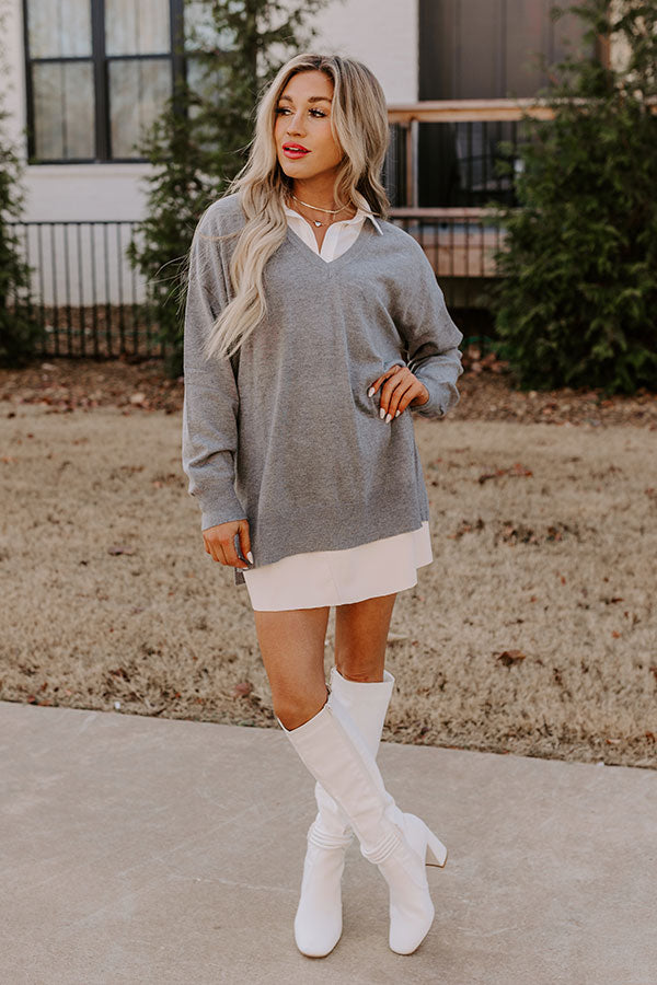 Sincerely Snuggly Sweater Top in Grey • Impressions Online Boutique