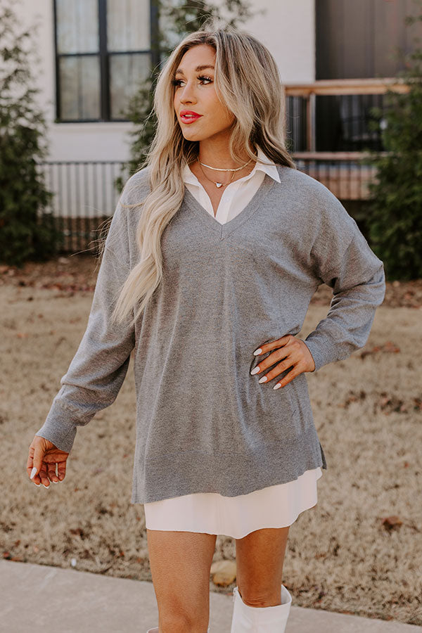 Sincerely Snuggly Sweater Top in Grey