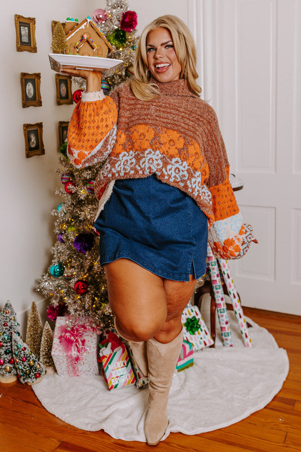 Autumn Brunch Knit Sweater in Cinnamon Curves